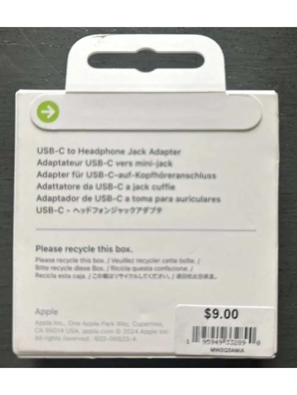 GENUINE Apple - USB-C to Headphone Jack Adapter - 3.5 mm - A2155 - MU7E2AM/A NEW